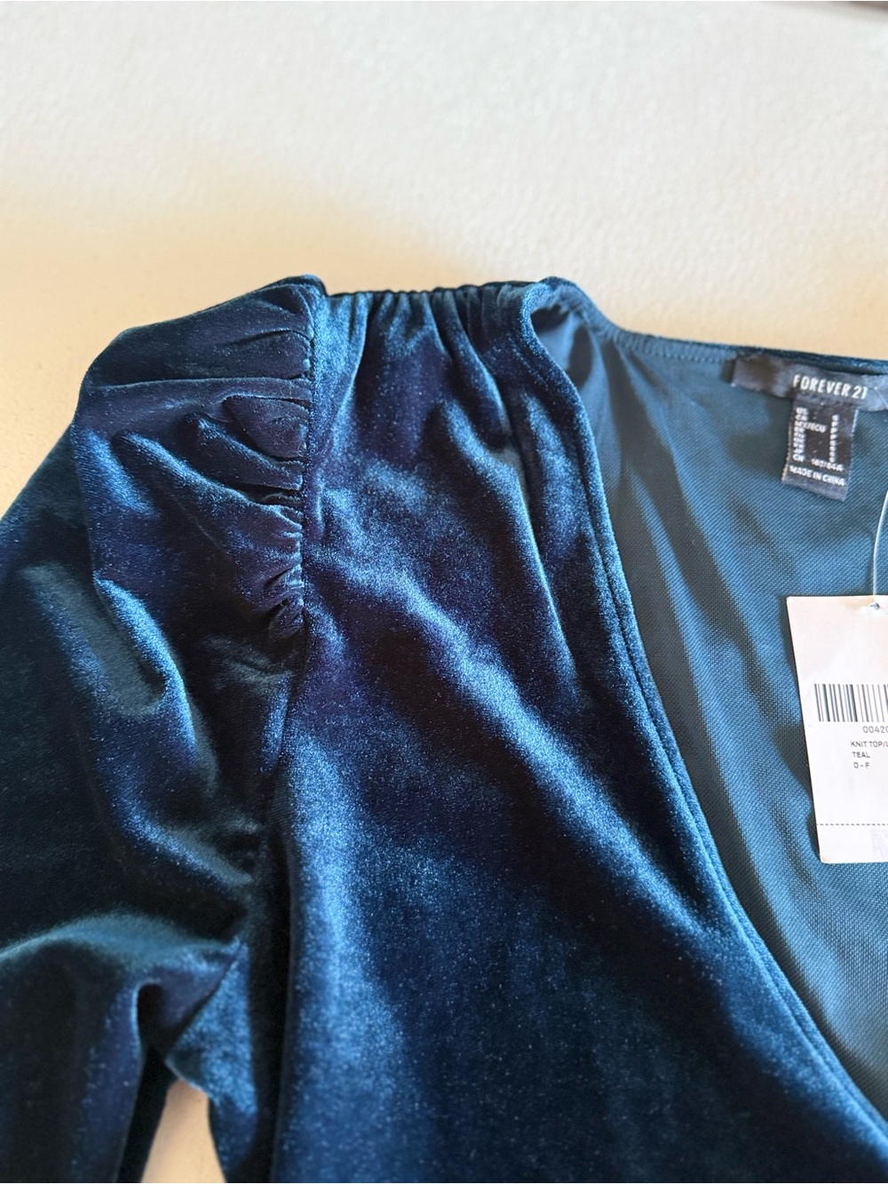 Forever 21 Teal Velvet Wrap Crop Top - Picture 9 of 12